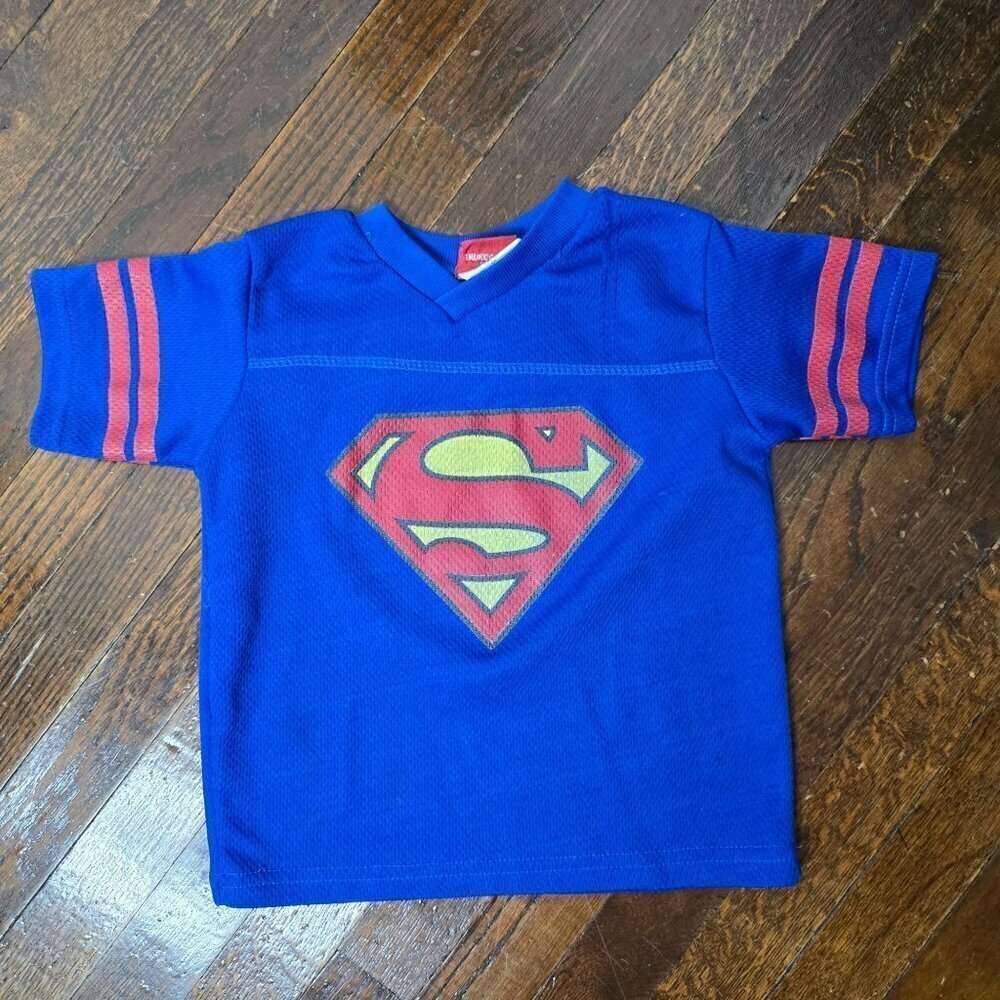 Vintage 90s Boys Superman Jersey Blue Red size 2 T - Picture 8 of 8